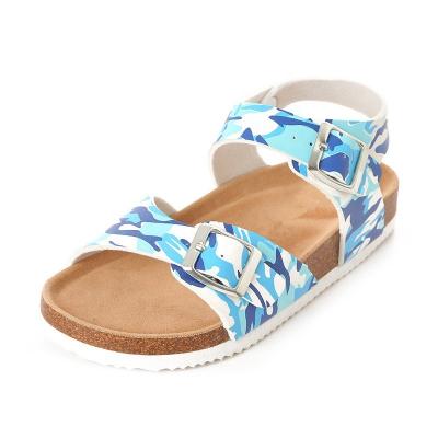 China New Arrival Teen Kids Flat Boys Girls Buckle Straps Close Up Foot-bed Kid Sandals With Nice Print for sale