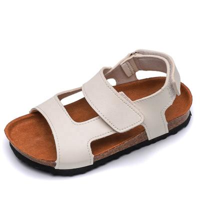 China ARCH BACK New Design Kids Girls Sandals With Cork Foot Sole Bed White Black Color for sale