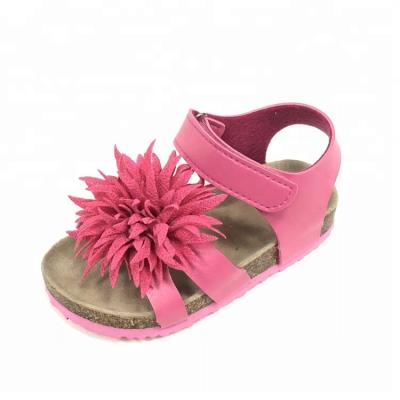 China Girls Flat Flower Sandals With Strap Back Kids Close Up Unique Flat Sandals for sale