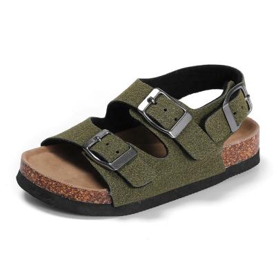 China Wholesale High Quality Flat Kids Boys Buckle Straps Suede Sandals for sale