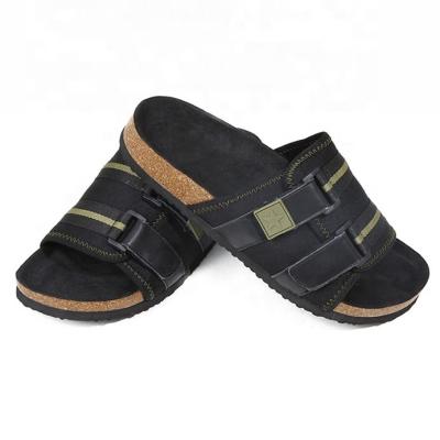 China Cork Slides Men's Logo Print Fashion Design Causal Custom Made Flat Flats Sandals With Memory Foam Footbed for sale