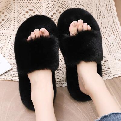 China Cushioning High Quality Faux Fur Home Slips Shoes Fashion Outdoor Indoor Casual Slippers With Comfortable Foot-bed for sale