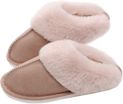 China Cushioning Plush Warm House Indoor Winter Outdoor Memory Foam Fur Fluffy Women's Slippers With Rubber Sole for sale