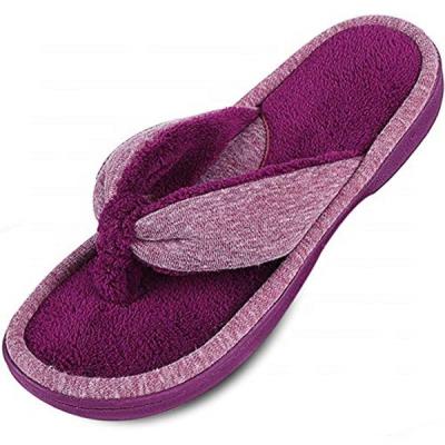 China Factory Wholesale Women's Memory Foam Spa Cushioning Thong Flip Flops Cozy House Clog Style Indoor Slippers for sale