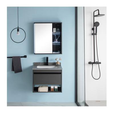 China High Quality Modern Bathroom Vanity Set With Mirrored Cabinet 60 Cm Solid Wood Gray Bathroom Cabinets And Vanity for sale