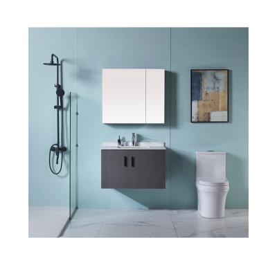 China Latest Modern Design Gray Wall Mounted Mirrored Vanity Combo Shower Bathroom Cabinet for sale