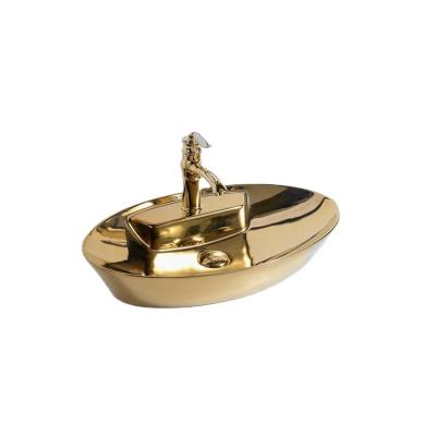 China Factory Sale Various Asian Contemporary Home Bathroom Sink Gold Countertop Electroplating Sinks for sale