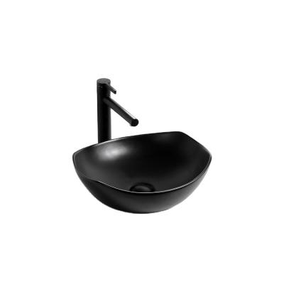 China Good Quality Modern Promotional Ceramic Fired Bathroom Faucets Black Modern Wash Basins Sink for sale