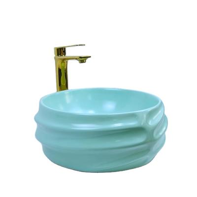 China 2022 New Promotion Modern Light Green Apartment Wash Basin Bathroom Countertops Sinks for sale