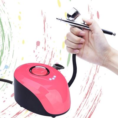 China Hot Makeup 3 Speeds Portable Airbrush Tattoo Compressor Kit Adjustable Makeup Airbrush Tattoo for Nail and Cake Painting for sale