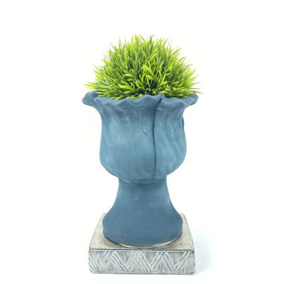 China Minimalist Decorative Blue Rose Carved Ceramic Flower Vase Wholesale for sale