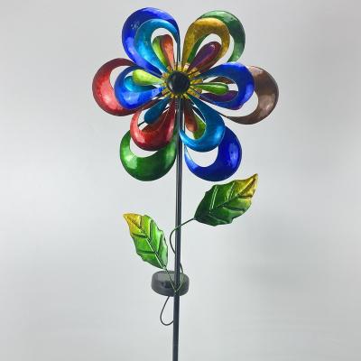 China Traditional Colorful Windmill Metal Garden Decoration Yard Windmill Stake for sale