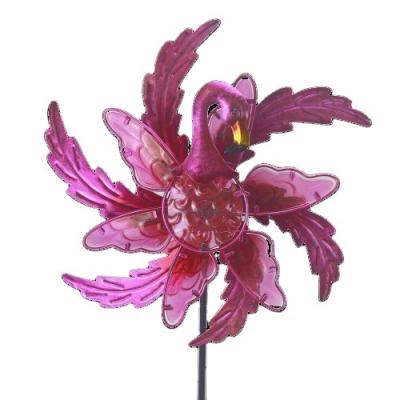 China Traditional Garden Decoration Iron Windmill Shape Flamingo Metal Outdoor Garden Stake for sale