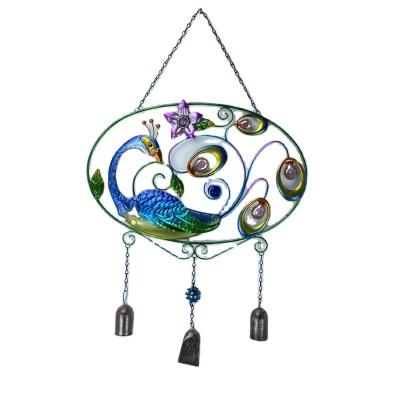 China Gift Minimalist Outdoor Solar Garden Landscape Lawn Peacock Solar Wind Chimes for sale