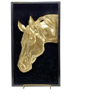 China Modern Polyresin Animal Statues For Home Decoration High Quality Resin Horse Head Wall Painting for sale