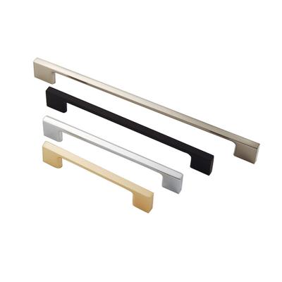 China Wholesale Modern Minimalist Modern Black Copper Brushed Extended Zinc Alloy Wardrobe Shoe Cabinet Door Handle for sale