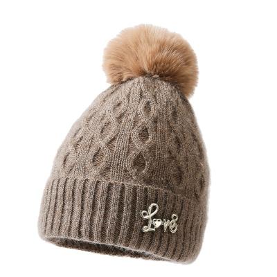 China COMMON Winter Beanie Hat Knit Hats For Women Beanie Hats Ladies Love Knitted Hats for sale