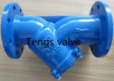 China Ductile Iron and Cast Iron Y Strainer, Din Flanged Epoxy Coating Blue Color Y Type Strainer for sale