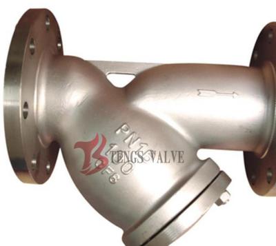 China PN16 Y Type Strainer Cast Stainless Steel A351-CF8 1.4308 Flanged Y Filter for sale