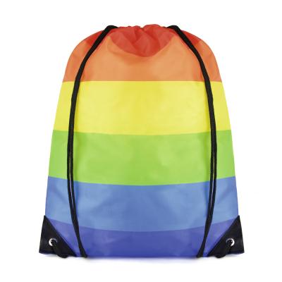 China Cheapest White Waterproof Rainbow Best Price Nylon Drawstring Bag Backpack With Logo BSCI SEDEX Factory for sale