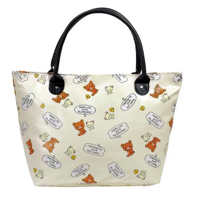 China Handled Rilakkuma Cartoon Toto Bags Printed Zippers Tote Bags For Teenage Girls for sale