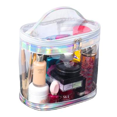 China Portable Large Capacity PVC Cosmetic Transparent Makeup Bag Lady Bag Waterproof Toiletry Bag for sale