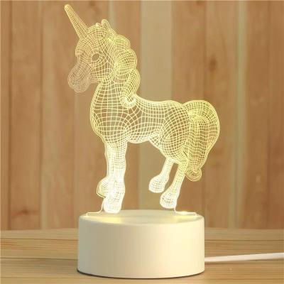 China Remote Control Lamp Colorful LED Night Light Acrylic Creative Touch Unicorn Christmas 3D Dinosaur Table Lamp Children's Gift for sale