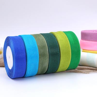 China Factory Wholesale Recyled 3mm - 50mm Solid Color Organza Sheer Silk Sheer Ribbon For Gift Decoration for sale