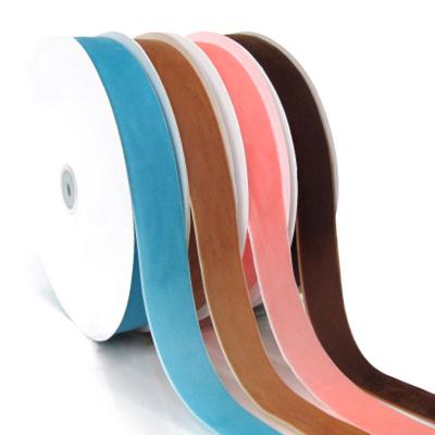 China Wholesale Good Quality Recyled 25 Yards Per Roll 15 Mm Wide No Elastic Single Face Soft Velvet Silk Ribbon for sale