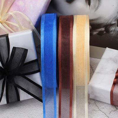 China Recyled DIY Flower Gift Wrapping Hair Decoration Silk Ribbon, Wholesale 2cm Satin Edge Organza Running Ribbon for sale