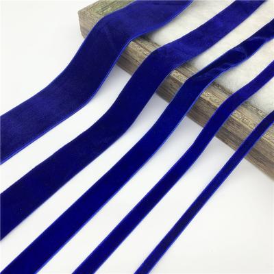 China Recyled stock wholesale 20mm 25mm 38mm good quality solid color single double face nylon velvet ribbon for garment for sale