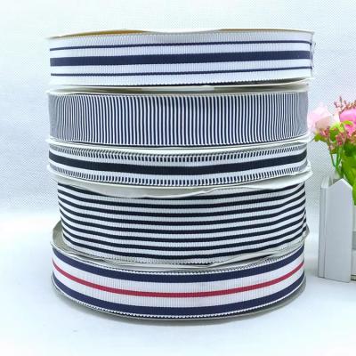 China High Tenacity Wholesale Mixed Colors Polyester Stripe Hat Petersham Squishy Ribbon for sale