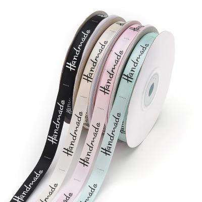 China Handmade Recyled Small Roll Custom Ribbon, 25 yards 1 cm printed satin ribbon for Christmas decoration for sale