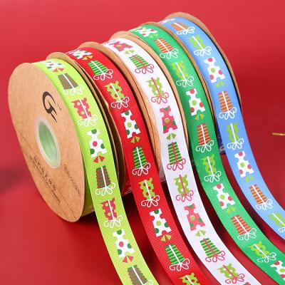 China Recyled Yiwu Factory Custom Sublimation Printing Gift Ribbon, 25mm Merry Christmas Decoration Ribbon for sale