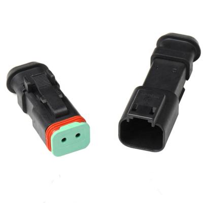 China DT06-2S-E008 DT04-2P-E008 2 Way Waterproof Black Waterproof German Plug Automotive Electrical Socket for sale