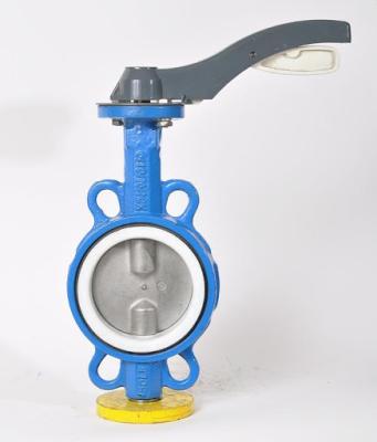 China General PTFE Seat Wafer Butterfly Valve With Aluminum Handle For Chemical Industry for sale