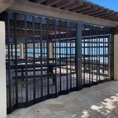 China High Quality Horizontal Accordion Anti Theft Sliding Aluminum Grill Cheap Folding Patio Doors Open for sale