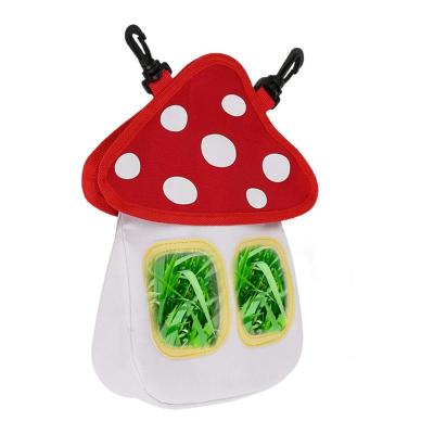 China Rabbit Shape Cartoon Mushroom Rabbit Shape Convenient Practical Hamster Hanging Bag Feeder Hay Feeder Bag Pet Supplies for sale