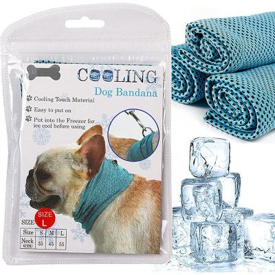 China Reusable Physical Viable Summer Ice Dog Collar Instant Cooling With Leash Hole Prevent Heat Stroke Pet Outdoor Breathable Scarf for sale