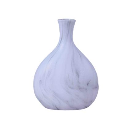 China Modern Flat Shape Ceramic Vase With Full Water Transfer Printing Marble Design For Home Decor for sale