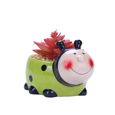 China High Quality Ceramic Cartoon Bee Plant Pot With Faux Succulents Plant For Home Decoration for sale