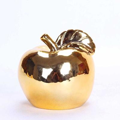 China Wholesale home decoration ceramic porcelain personalized fruit apple with rose gold decoration for sale