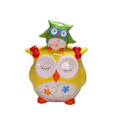 China 2021 New Design Owl Bank Money Saving Box Ceramic Coin Piggy Bank for sale