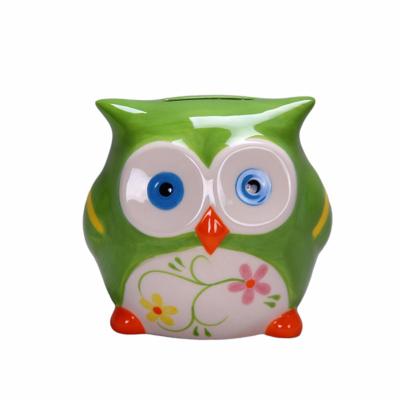 China Ceramic Cute Piggy Bank OEM Money Box Coin Owl Bank For Birthday Parties Office School Home Decor for sale