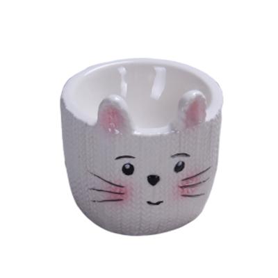 China Viable Custom Handmade Rabbit Egg Cup Ceramic Egg Paint Holder For Tableware for sale