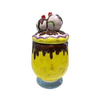 China Custom design ceramic ice cream storage sugar jar cookie jar for tableware for sale