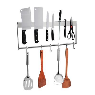 China Bar Magnetic Organizer Stainless Steel Knife Rack Knife Stocked Magnetic Knife Rack with Hooks for sale