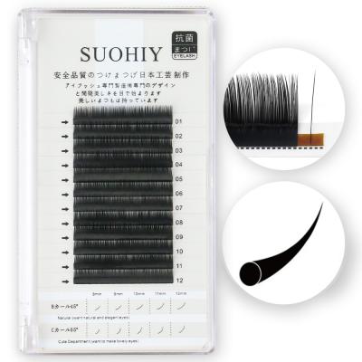 China Natural Long Eye Lash Extension Supplies Warm Bonded Flat Eyelash Extensions Custom Vegan Label Ellipse Lash Extensions for sale