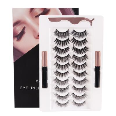 China Natural Magnetic Eyeliner Eyelash Set & Eyelash Set 10 Pair Magnetic Lashes Custom Magnetic Box for sale