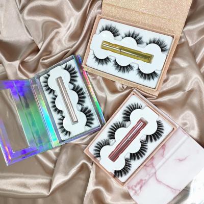 China Magnet Adsorption No Glue Magnetic Eyeliner With Magnetic Eyelashes 3 Pair Magnetic Eyeliner Eyelashes OEM Magnetic Lashes for sale